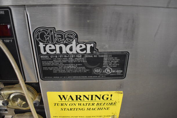 Glastender Model GT-18 Stainless Steel Commercial Glass Washer. 115 Volts, 1 Phase. 60x25x39 - Image 4 of 8