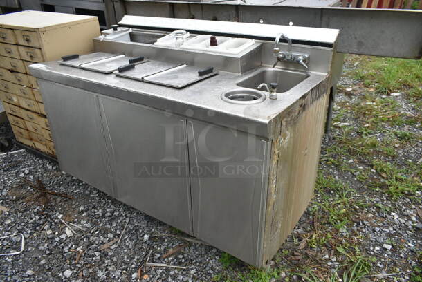 Stainless Steel Commercial Freezer w/ Topping Rail, 2 Center Hinge Lids, Sink Bay, Faucet, Handles and Water Well. Cannot Test Due To Missing Power Cord - Image 2 of 7
