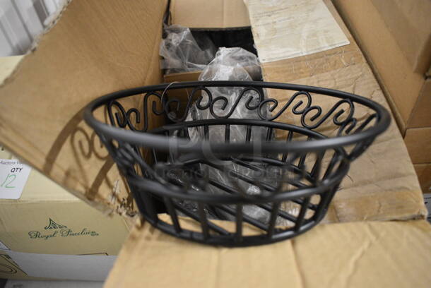 24 BRAND NEW IN BOX! American Metalcraft Black Metal Food Baskets. 8x8x3. 24 Times Your Bid!