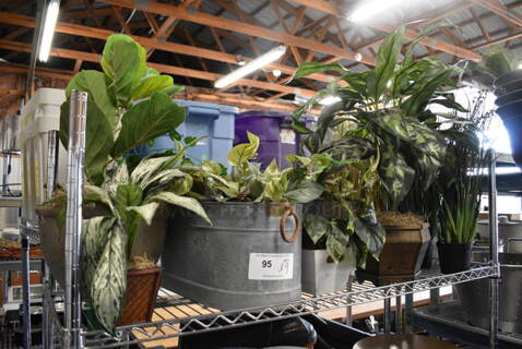 ALL ONE MONEY! Lot of 9 Various Fake Plants in Holders!