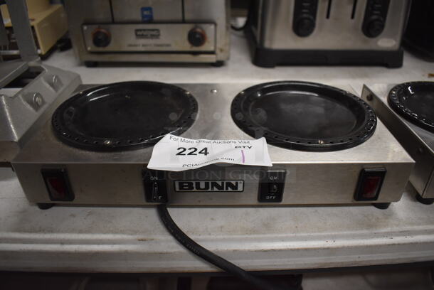 Bunn WX2 Stainless Steel Commercial Countertop 2 Burner Coffee Pot Warmer. 120 Volts, 1 Phase. 14x7x2.5. Tested and Working!