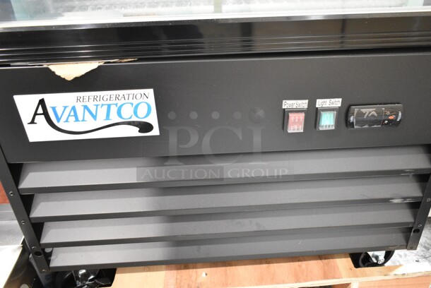BRAND NEW SCRATCH AND DENT! 2023 Avantco 178GDC12FHCB 27" Black Customizable Swing Glass Door Merchandiser Freezer with LED Lighting and Poly Brew Baskets. 115 Volts, 1 Phase. Tested and Working! - Image 3 of 7