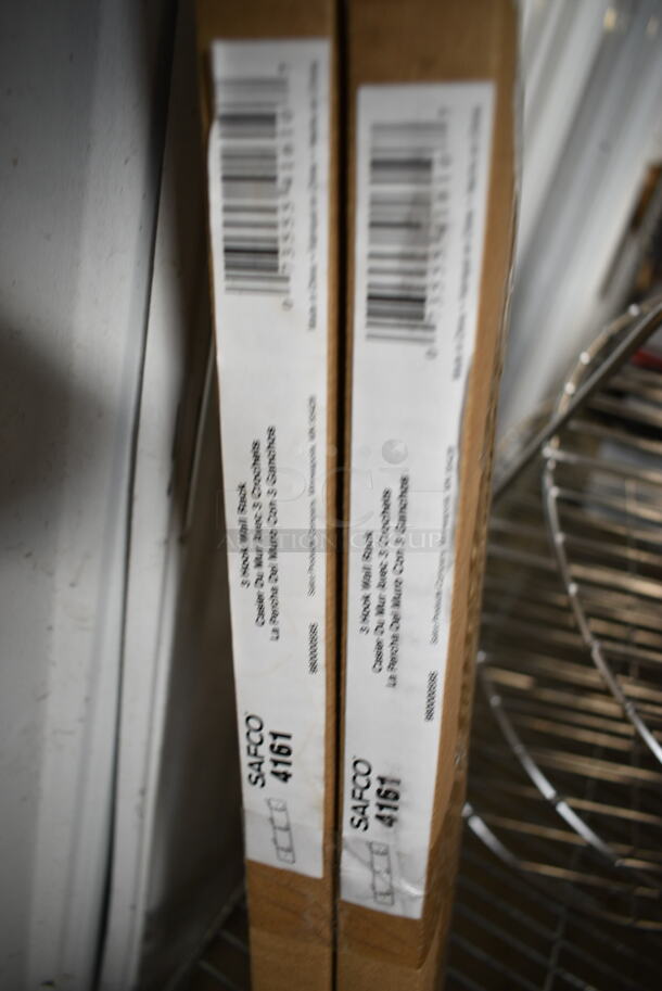 ALL ONE MONEY! Lot of BRAND NEW SCRATCH AND DENT! Various Items Including Vollrath 5220 Wear-Ever Aluminum Bun/Sheet Pan - 1/4 Size, 16 Gauge, Curled Rim, 9 1/2" x 13", 2 Box Safco 4161 Satin Metal Three-Peg Coat Hook / Wall Rack, Avantco 3.5 Liter Stainless Steel Lined Airpot with Lever, 423PDW12D2S Rack for Warmer, Cecilware Stainless Steel Beverage Holder.  - Image 7 of 12