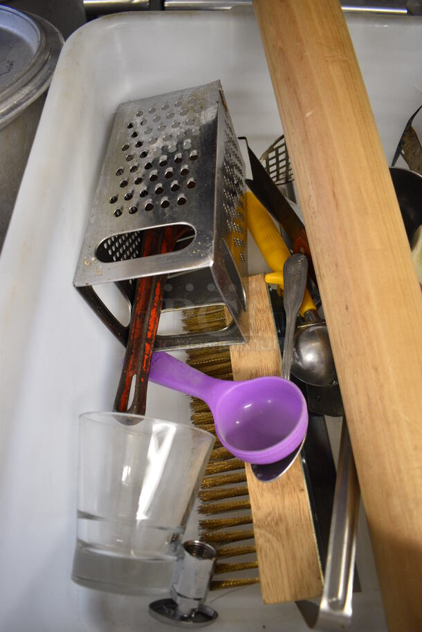 ALL ONE MONEY! Lot of Various Utensils Including Grater and Rolling Pin in Poly Bin! - Image 2 of 4