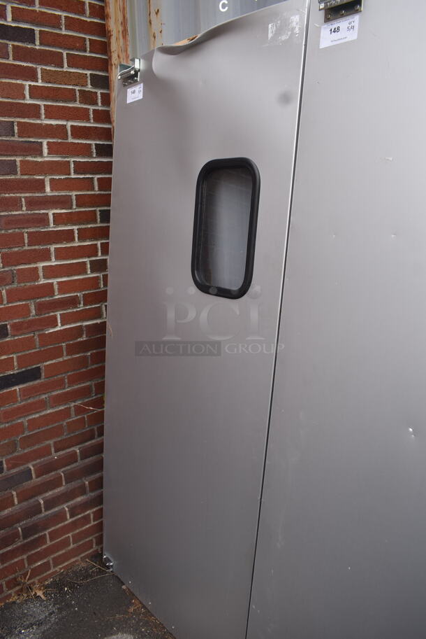BRAND NEW SCRATCH AND DENT! Single Aluminum Swinging Traffic Door With Window - Image 2 of 3