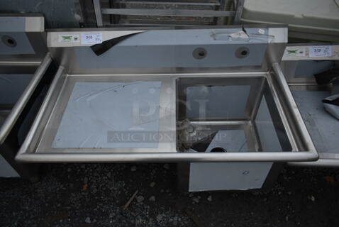 BRAND NEW SCRATCH AND DENT! Regency 600S1181824 LFT Stainless Steel Commercial Single Bay Sink w/ Left Side Drain Board. No Legs Bay 18x18. Drain Board 22x20