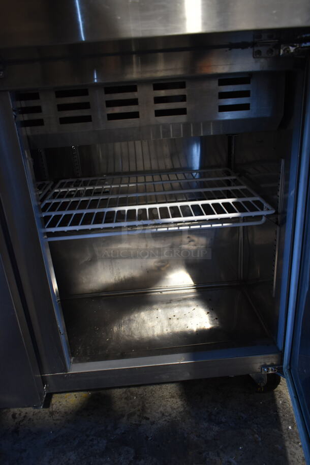 Kelvinator KCMT70.30-HC Stainless Steel Commercial Sandwich Salad Prep Table Bain Marie Mega Top w/ 2 Tier Over Shelf on Commercial Casters. 115 Volts, 1 Phase. Tested and Powers On But Does Not Get Cold - Image 11 of 11