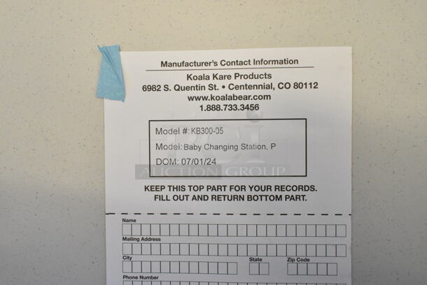 BRAND NEW SCRATCH AND DENT! Koala Kare KB300-05 White Granite Horizontal Surface-Mounted Baby Changing Station - Image 7 of 7