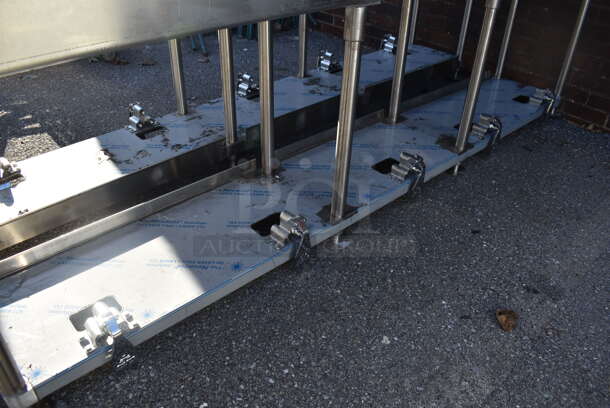 BRAND NEW SCRATCH AND DENT! Advance Tabco FS-FMM-100FV Stainless Steel 16 Gauge Multi Station Hand Sink w/ 5 Faucets, 5 Foot Pedals and Under Shelf. 100x18.5x44 - Image 2 of 6