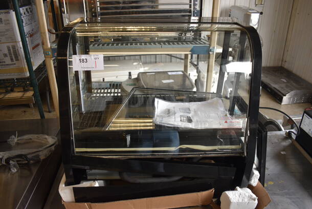 BRAND NEW SCRATCH AND DENT! KoolMore CDC-3C-BK Metal Commercial Countertop Refrigerated Display Case Merchandiser. 110-120 Volts, 1 Phase. 28x18x27. Tested and Powers On But Parts Do Not Move