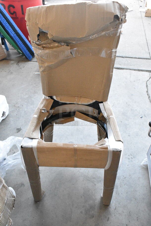 6 BRAND NEW SCRATCH AND DENT! Lancaster Table & Seating 164CLADBLKFR Black Wood Pattern Ladder Back Dining Height Chair Frame. No Seat. 6 Times Your Bid!  - Image 3 of 5