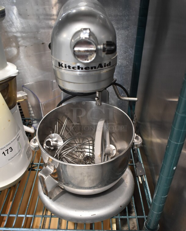 KitchenAid KG25H0XMC Metal Countertop 5 Quart Planetary Dough Mixer w/ Stainless Steel Mixing Bowl, 2 Whisks, Paddle, Dough Hook and Pastry Attachments. Tested and Does Not Power On - Image 1 of 11