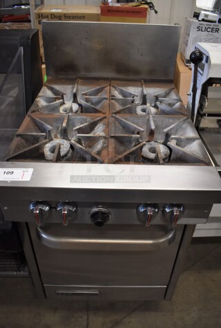 Southbend S24E Stainless Steel Commercial Natural Gas Powered 4 Burner Range w/ Oven on Commercial Casters. 24.5x34x48
