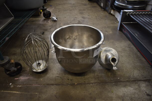 3 Items Including Stainless Steel 20 Quart Bowl, 20 Quart Whisk And Hobart Gear Reducer.3 Times Your Bid! 