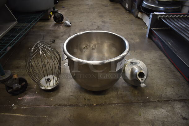 3 Items Including Stainless Steel 20 Quart Bowl, 20 Quart Whisk And Hobart Gear Reducer.3 Times Your Bid!  - Image 1 of 5