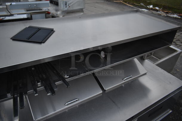 Delfield Stainless Steel Commercial Sandwich Salad Prep Table Bain Marie Mega Top w/ 4 Drawers and 2 Tier Over Shelf.  - Image 3 of 9
