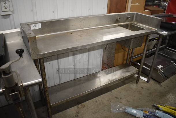 Stainless Steel Commercial Table w/ Sink Bay, Under Shelf and Back/Side Splash Guards. 65x18.5x43 - Image 2 of 5