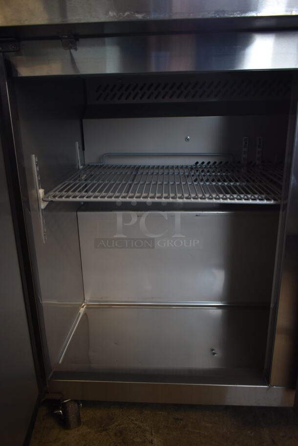 BRAND NEW SCRATCH AND DENT! Bluelinetech BUC48FA Stainless Steel Commercial 2 Door Undercounter Freezer on Commercial Casters. 115 Volts, 1 Phase. Tested and Working! - Image 5 of 7