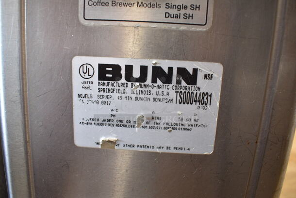 2015 Bunn DUAL SH DBC Stainless Steel Commercial Dual Coffee Machine w/ Hot Water Dispenser, 2 Satellite Servers and 2 Metal Brew Baskets. 120/208-240 Volts, 1 Phase.  - Image 6 of 8