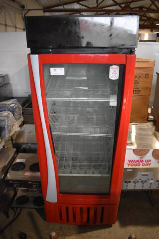 True Model GDM-26 Metal Commercial Single Door Reach In Cooler Merchandiser w/ Poly Coated Racks. 115 Volts, 1 Phase. 30x31x78. Tested and Working!