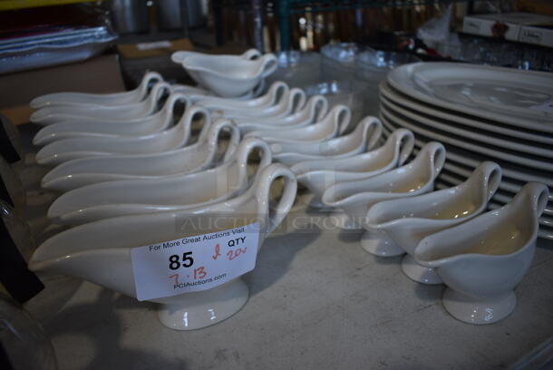 ALL ONE MONEY! Lot of 20 Various White Ceramic Gravy Boats. 7x2.5x4, 9x3.5x5 - Image 4 of 4