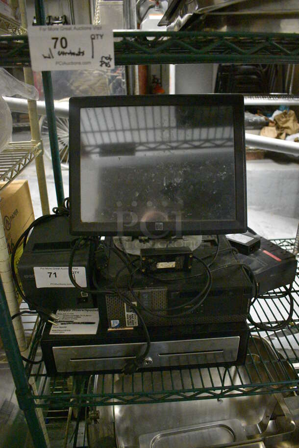 Elo 15" POS Monitor, Epson M267D Receipt Printer, Computer Tower and Metal Cash Drawer. (kitchen) - Image 1 of 6