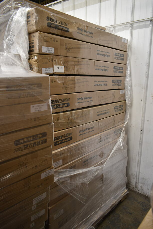 PALLET LOT of 54 BRAND NEW SCRATCH AND DENT! ServIt 423SWI48CP Stainless Steel Commercial 48" High Wattage Strip Warmer with Infinite Controls. Stock Picture Used as Gallery. 54 Times Your Bid! - Image 2 of 5