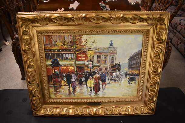 Framed Canvas Painting Reproduction of Cafe De La Paix Opera by Eduard Cortes From Art Dealer Ed Mero! - Image 1 of 7