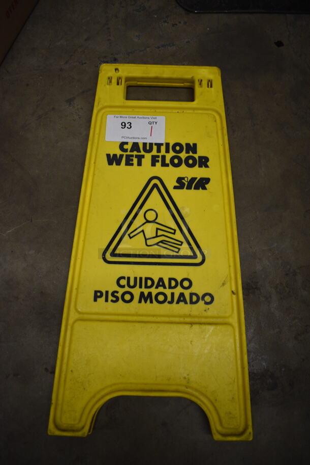 Yellow Poly Wet Floor Caution Sign. 12x1x25