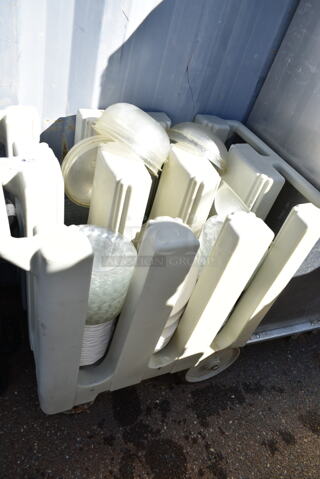 Poly Dish Cart on Commercial Casters w/ Contents. 