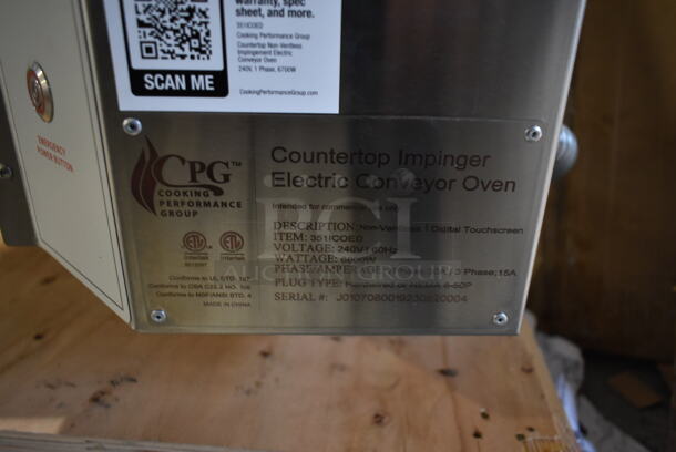 BRAND NEW SCRATCH AND DENT! Cooking Performance Group CPG 351ICOED Stainless Steel Commercial Countertop Electric Powered Conveyor Oven. Missing Conveyor Belt. 240 Volts.  - Image 7 of 7