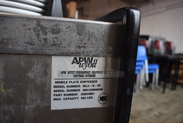 APW Wyott ML2-9-5P Stainless Steel Commercial 2 Well Plate Dispenser w/ Plates on Commercial Casters. 15.5x31x41 - Image 5 of 5