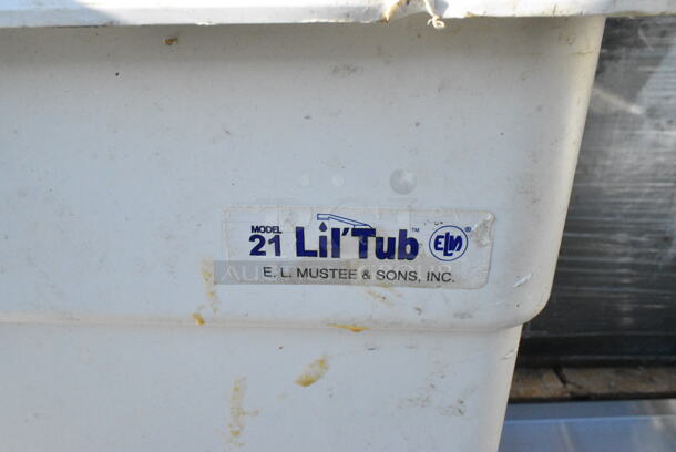 White Poly Single Bay Sink w/ Faucet and Handles.  - Image 2 of 3