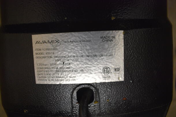 IN ORIGINAL BOX! 2019 AvaMix 928BX1GRG Metal Commercial Countertop Blender w/ Stainless Steel Pitcher. 120 Volts, 1 Phase. 10x10x21. Tested and Powers On But Parts Do Not Move - Image 9 of 9