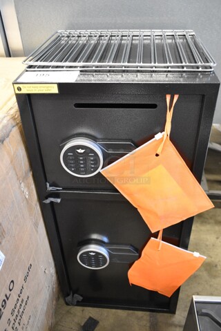 BRAND NEW SCRATCH AND DENT! Black Metal 2 Compartment Safe. 