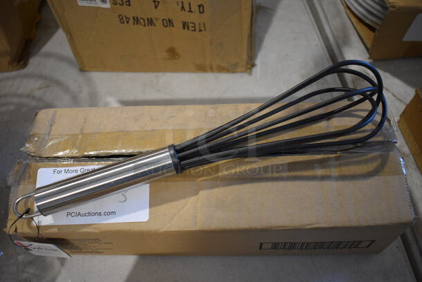 3 BRAND NEW IN BOX! Amco Metal and Poly Whisks. 13