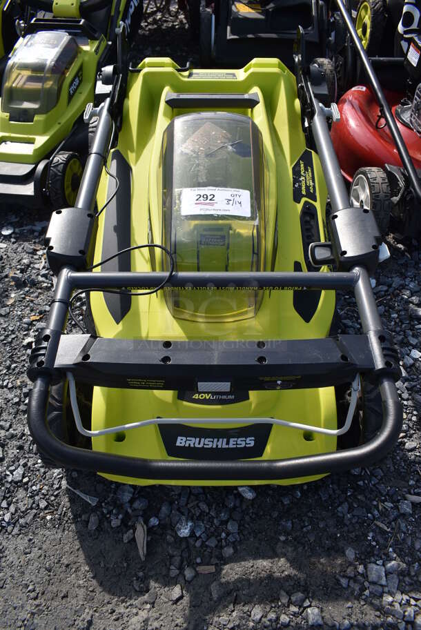 Ryobi RY401011VNM Brushless Metal Electric Powered Self Propelled Lawnmower. Does Not Come w/ Battery. 22x34x15