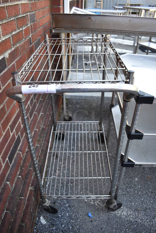 Chrome Finish 2 Tier Cart on Commercial Casters. 18x35x40 - Image 1 of 4
