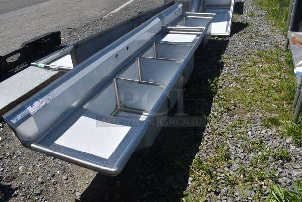 BRAND NEW SCRATCH AND DENT! Steelton Stainless Steel Commercial 3 Compartment Sink w/ Left and Right Side Drain Board. No Legs. Bays 18x18x12. Drain Boards 16x20 - Image 2 of 5