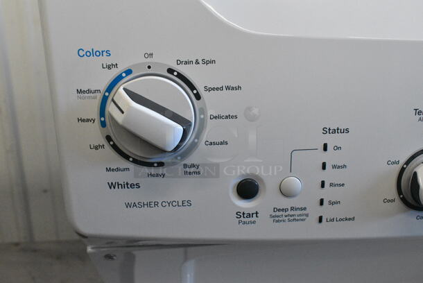 General Electric GE GUD27GSSMWW Gas Stacked Laundry Center with 3.8-cu ft Washer and 5.9-cu ft Dryer.  - Image 3 of 8
