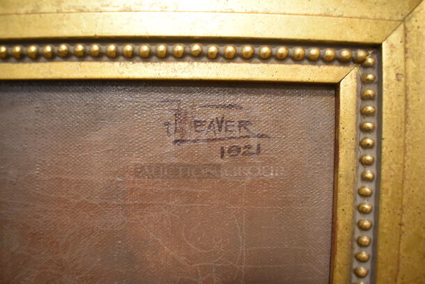 Framed Canvas Painting of Wine Bottle w/ Fruits on Table by J Weaver. Signed 1921 on the Top Right. From Art Dealer Ed Mero! - Image 4 of 7