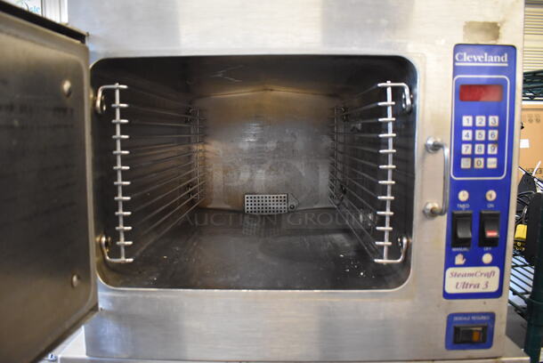 2 Cleveland Stainless Steel Commercial Single Compartment Steam Cabinet on Stainless Steel 2 Tier Equipment Stand. SteamCraft Ultra 5 and SteamCraft Ultra 3. 208 Volts, 3 Phase. 24x32x69. 2 Times Your Bid! - Image 4 of 8