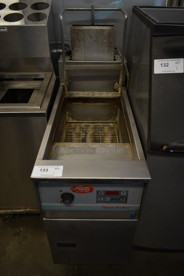 Pitco Frialator PG14D-CHHLM Pasta Perfect Stainless Steel Commercial Natural Gas Powered Floor Style Pasta Cooker on Commercial Casters. 77,500 BTU. - Image 1 of 5