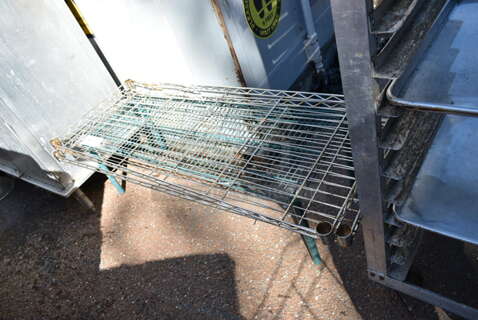 Green Finish Metro Style Dunnage Rack and 2 Chrome Finish Wire Shelf