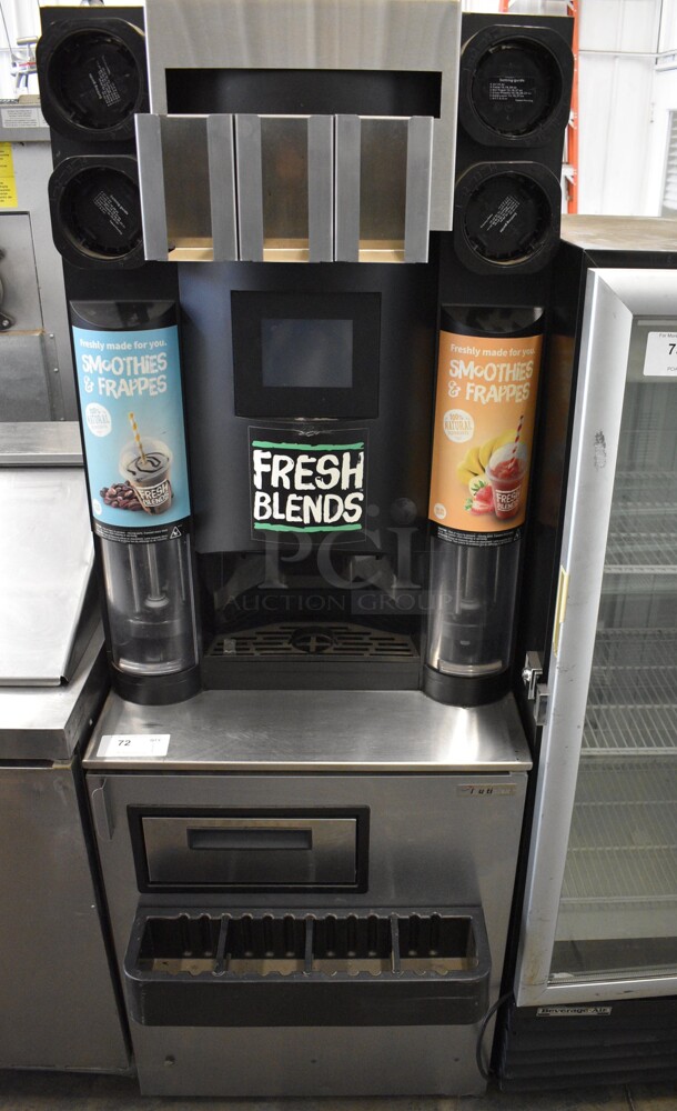 Manitowoc Multiplex MB-8-1 Stainless Steel Commercial Blend In Cup Workstation on Single Door Undercounter Cooler on Commercial Casters. 115 Volts, 1 Phase. 26x39x72. Tested and Working! - Image 1 of 6