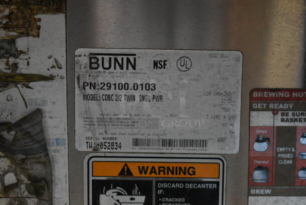 Bunn CDBC 2/2 TWIN Stainless Steel Commercial 4 Burner Coffee Machine. 120/208-240 Volts, 1 Phase.  - Image 6 of 6