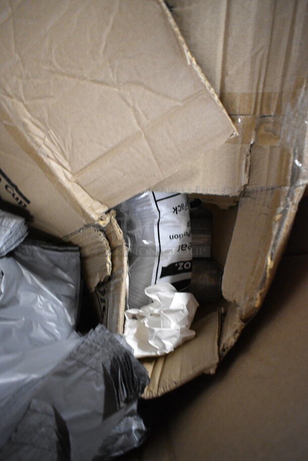 PALLET LOT of 13 BRAND NEW Boxes Including 433NHT006 Choice Extra Large Size Grey "Thank You" Medium-Duty Plastic T-Shirt Bag - 450/Case, 127PL400 Choice Portion Cup Lids, 127DM16COMBO 6 oz. Ultra Clear Recycled PET Plastic Round Deli Container Lid Combo, Choice Clear 9" Plastic Plates. 13 Times Your Bid! - Image 6 of 10