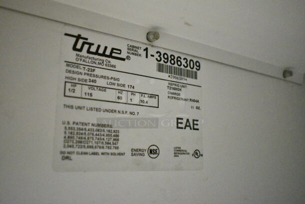 True T-23F Stainless Steel Commercial Single Door Reach In Freezer w/ Poly Coated Racks on Commercial Casters. 115 Volts, 1 Phase. This Unit Was In Working Condition When the Restaurant Closed. (kitchen) - Image 6 of 7