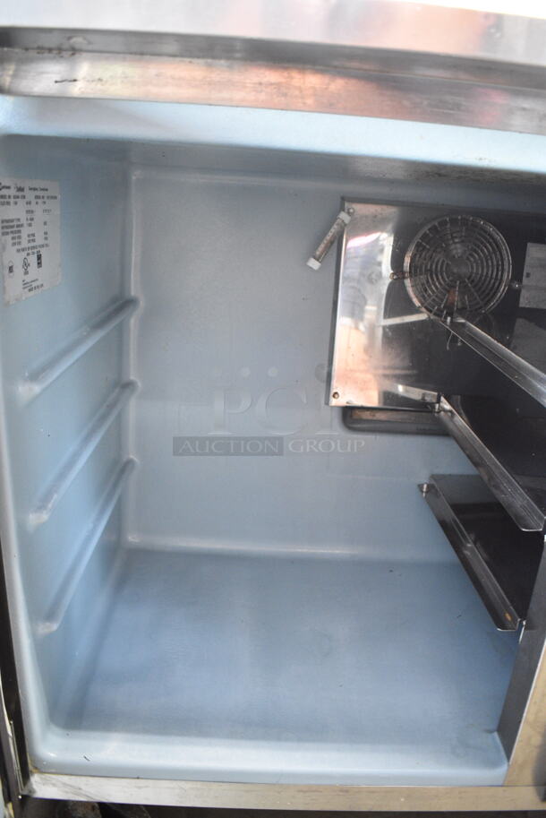 Delfield UC4048-STAR Stainless Steel Commercial 2 Door Undercounter Cooler on Commercial Casters. 115 Volts, 1 Phase. Tested and Powers On But Does Not Get Cold - Image 4 of 5