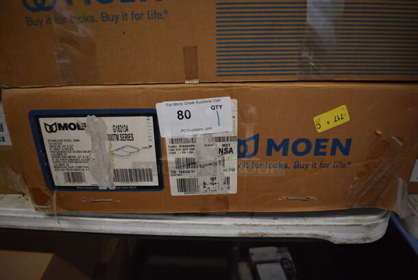 BRAND NEW SCRATCH AND DENT! Moen G182134 1800 Series 33"X22" Stainless Steel 18 Gauge Double Bowl Drop In Sink. Stock Picture Used For Gallery Picture. - Image 2 of 4